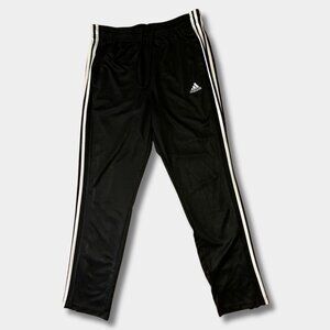 Adidas Black Track Pants Mens L 3-Stripe Zip Ankle